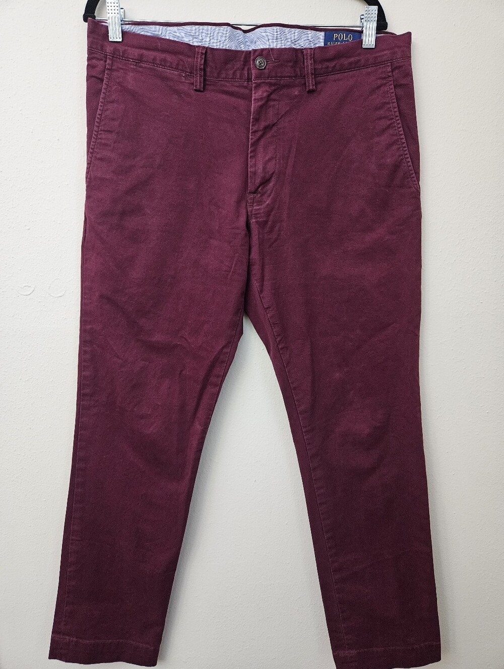Polo Ralph Lauren Mens Stretch Slim Fit Chino Pants Burgundy 34x30").